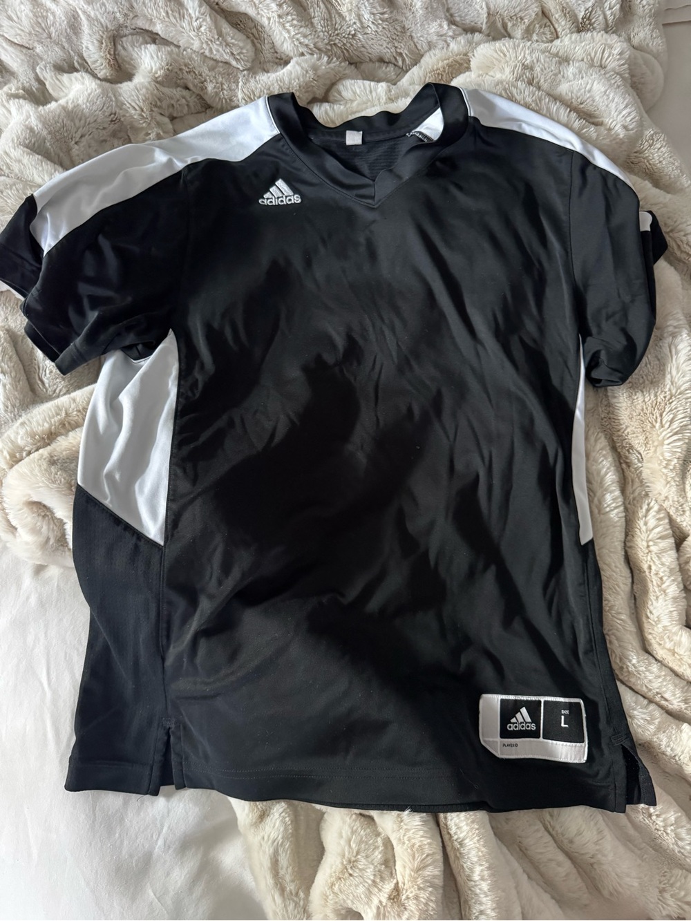 adidas Black and White Athletic Soccer Shirt